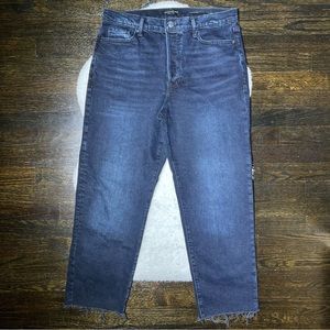 Banana Republic Premium Denim Hi-Rise Straight Leg Frayed Hem Cutoff Jeans Sz 30